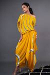 Nupur Kanoi_Yellow Bemberg Satin Print Leheriya One Shoulder Top And Skirt Set  _Online_at_Aza_Fashions