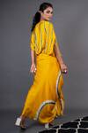 Nupur Kanoi_Yellow Bemberg Satin Print Leheriya One Shoulder Top And Skirt Set  _at_Aza_Fashions