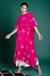 Buy_Nupur Kanoi_Pink Crepe And Silk Polka Dot Round Printed Kaftan Kurta & Lungi Set_at_Aza_Fashions