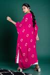 Shop_Nupur Kanoi_Pink Crepe And Silk Polka Dot Round Printed Kaftan Kurta & Lungi Set_at_Aza_Fashions