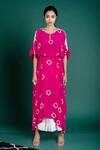 Nupur Kanoi_Pink Crepe And Silk Polka Dot Round Printed Kaftan Kurta & Lungi Set_Online_at_Aza_Fashions