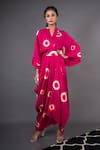 Buy_Nupur Kanoi_Pink Habutai Silk Polka Dot V Neck Printed Midi Dress_at_Aza_Fashions