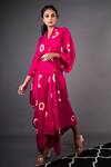 Buy_Nupur Kanoi_Pink Habutai Silk Polka Dot V Neck Printed Midi Dress_Online_at_Aza_Fashions