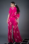 Shop_Nupur Kanoi_Pink Crepe Print Polka Dot One Shoulder Top And Pant Set  _at_Aza_Fashions