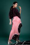 Shop_Nupur Kanoi_Pink Silk And Satin Leheriya V Neck Kaftan Top & Skirt Set_at_Aza_Fashions