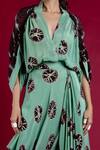 Buy_Nupur Kanoi_Green Crepe Leheriya And Shibori V Neck Print Draped Dress_Online_at_Aza_Fashions