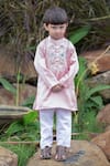 Buy_Fairies Forever_Pink Modal Satin Hand Embroidered Sequins Kurta And Pant Set  _at_Aza_Fashions