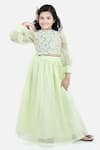 Buy_Fairies Forever_Green Organza Embroidered Gota Patti Choli Lehenga Set _at_Aza_Fashions