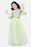 Buy_Fairies Forever_Green Organza Embroidered Gota Patti Choli Lehenga Set _Online_at_Aza_Fashions