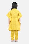 Shop_Fairies Forever_Yellow Satin Silk Embroidered Sequins Work Kaftan Kurta And Pant Set  _at_Aza_Fashions