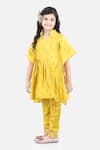 Shop_Fairies Forever_Yellow Sequin Work Kaftan Kurta And Pant Set For Girls_Online_at_Aza_Fashions