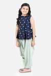 Buy_Fairies Forever_Blue Satin Silk Embroidered Sequins Peplum Kurta And Dhoti Pant Set  _Online_at_Aza_Fashions