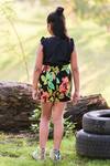 Shop_Fairies Forever_Black Cotton Top And Printed Shorts Set For Girls_at_Aza_Fashions