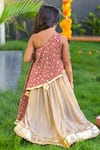 Shop_Fairies Forever_Gold Georgette Embroidered Gota Work One Shoulder Tunic And Lehenga Set _at_Aza_Fashions