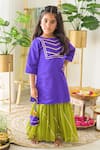 Buy_Fairies Forever_Purple Cotton Embroidered Gota Work Kurta And Sharara Set  _at_Aza_Fashions