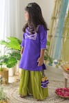 Fairies Forever_Purple Cotton Embroidered Gota Work Kurta And Sharara Set  _Online_at_Aza_Fashions