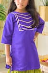 Buy_Fairies Forever_Purple Cotton Embroidered Gota Work Kurta And Sharara Set  _Online_at_Aza_Fashions