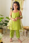 Buy_Fairies Forever_Green Chinon Embroidered Gota Work Striped Kurta Set _at_Aza_Fashions