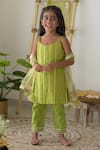 Buy_Fairies Forever_Green Chinon Embroidered Gota Work Striped Kurta Set  _Online_at_Aza_Fashions