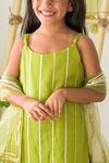 Fairies Forever_Green Chinon Embroidered Gota Work Striped Kurta Set _at_Aza_Fashions