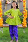 Buy_Fairies Forever_Green Angrakha Style Kurta And Dhoti Pant Set For Girls_at_Aza_Fashions