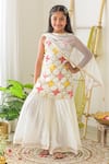 Buy_Fairies Forever_White Georgette Embroidered Gota Work Geometric Kurta Sharara Set  _at_Aza_Fashions