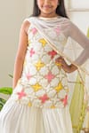 Fairies Forever_White Georgette Embroidered Gota Work Geometric Kurta Sharara Set  _Online_at_Aza_Fashions