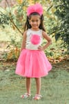 Buy_Fairies Forever_Pink Top Cotton Embellished Sequin And Flared Skirt Set  _at_Aza_Fashions