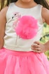 Fairies Forever_Pink Top Cotton Embellished Sequin And Flared Skirt Set  _Online_at_Aza_Fashions