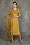 Buy_Neha Khullar_Green Chanderi Silk Embroidered Dori Work Round Notched Kurta Set _at_Aza_Fashions