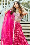 Buy_Neha Khullar_Pink Chanderi Embroidered Zari Work Sweetheart Mirror Lehenga Set _Online_at_Aza_Fashions