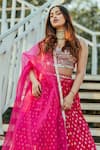 Shop_Neha Khullar_Pink Chanderi Embroidered Zari Work Sweetheart Mirror Lehenga Set _Online_at_Aza_Fashions