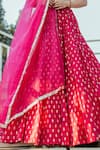 Neha Khullar_Pink Chanderi Embroidered Zari Work Sweetheart Mirror Lehenga Set _at_Aza_Fashions