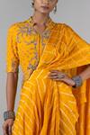 Nupur Kanoi_Yellow Bandhani Silk Pre-draped Saree_at_Aza_Fashions