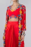 Shop_Nupur Kanoi_Georgette Embroidered Jacket And Draped Pant Set_Online_at_Aza_Fashions
