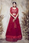 Buy_Niamh By Kriti_Red Silk Crepe, Georgette And Organza Sequin & Cutdana Ruffle Cape Lehenga Set _at_Aza_Fashions