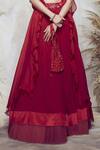 Buy_Niamh By Kriti_Red Silk Crepe, Georgette And Organza Sequin & Cutdana Ruffle Cape Lehenga Set _Online_at_Aza_Fashions