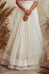 Shop_Niamh By Kriti_White Georgette And Organza Embroidery Pearl Leaf Neck Cape Lehenga Set _Online_at_Aza_Fashions