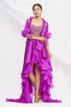Buy_Nitika Kanodia Gupta_Purple Embroidered Gown With Jacket_at_Aza_Fashions