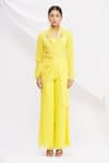 Nitika Kanodia Gupta_Yellow Asymmetric Kurta And Pant Set  _Online_at_Aza_Fashions