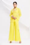 Buy_Nitika Kanodia Gupta_Yellow Asymmetric Kurta And Pant Set  _at_Aza_Fashions