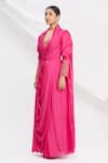 Shop_Nitika Kanodia Gupta_Pink Cowl Draped Saree Gown For Women_Online_at_Aza_Fashions