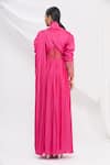 Shop_Nitika Kanodia Gupta_Pink Cowl Draped Saree Gown For Women_at_Aza_Fashions