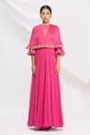 Buy_Nitika Kanodia Gupta_Pink Popover Flared Gown  _Online_at_Aza_Fashions