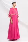 Nitika Kanodia Gupta_Pink Popover Flared Gown  _Online_at_Aza_Fashions