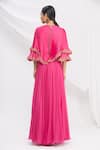 Shop_Nitika Kanodia Gupta_Pink Popover Flared Gown  _at_Aza_Fashions