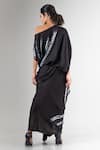 Shop_Nupur Kanoi_Black Bamberg Satin Asymmetric Shibori Draped Skirt And Top Set _at_Aza_Fashions