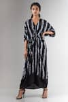 Buy_Nupur Kanoi_Black Crepe V Neck Shibori Maxi Dress  _at_Aza_Fashions