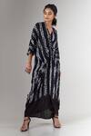 Nupur Kanoi_Black Crepe V Neck Shibori Maxi Dress  _Online_at_Aza_Fashions