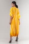 Shop_Nupur Kanoi_Yellow Crepe V Neck Shibori Draped Jumpsuit _at_Aza_Fashions